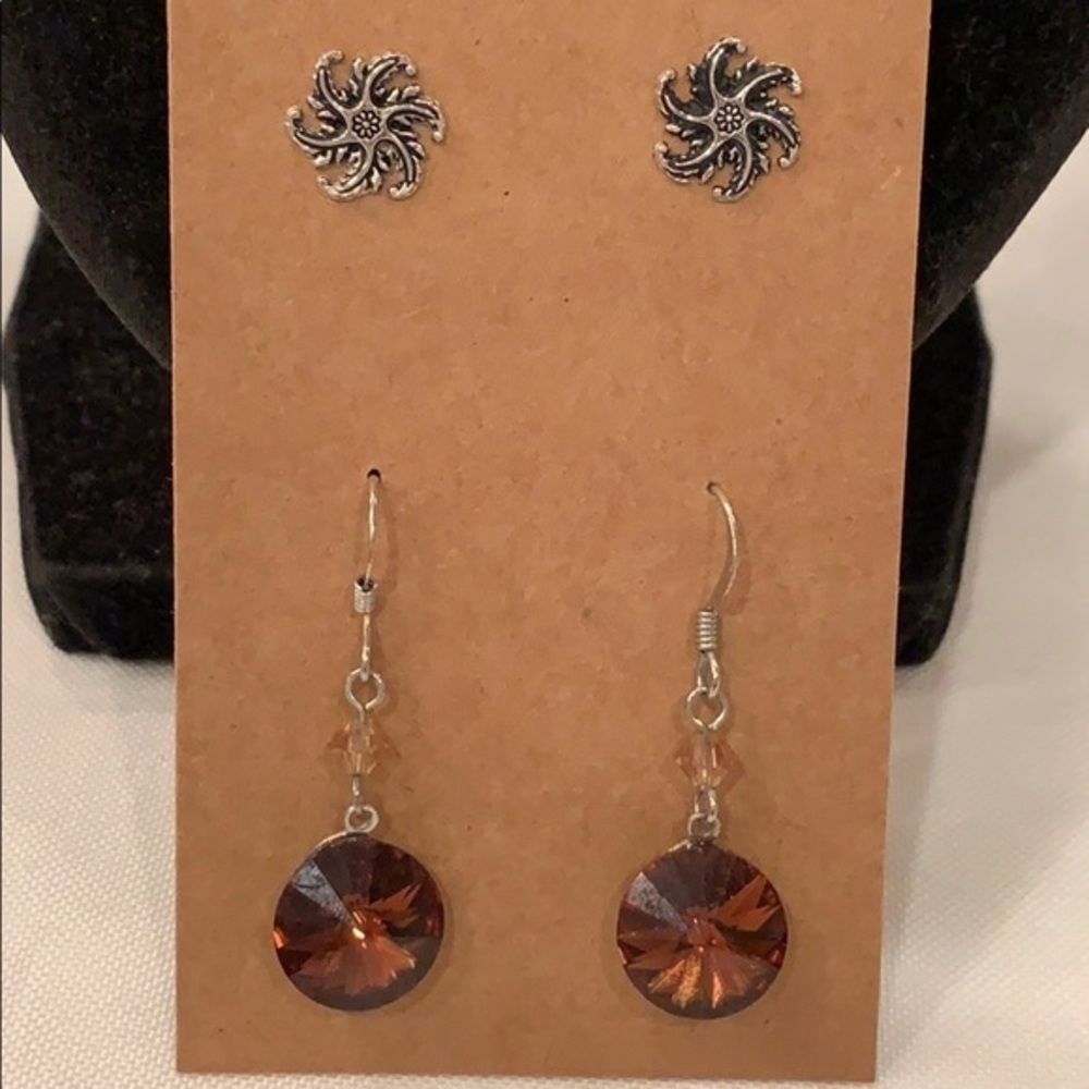 💐5/25 snowflake drop dangle drop silver stud